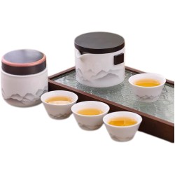 White Porcelain Landscape Kungfu Tea Sets