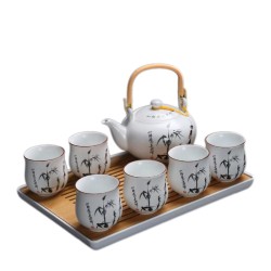 Chinese Calligraphy White Porcelain Kungfu Tea Sets