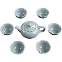 Line Pattern Dark Celadon Kungfu Tea Sets