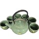 Ice Crackle Dark Green Porcelain Handle Pot Kungfu Tea Sets