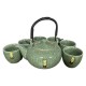 Ice Crackle Dark Green Porcelain Handle Pot Kungfu Tea Sets